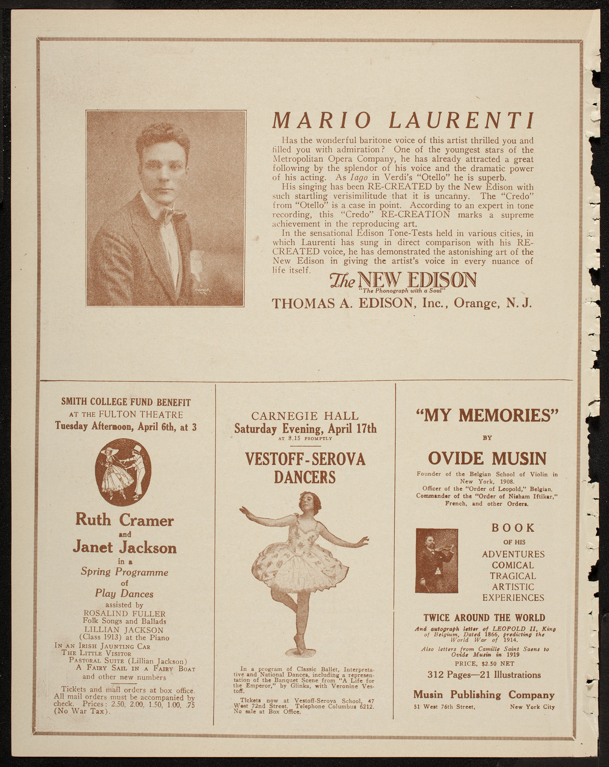 Eddy Brown, Violin, and Anna Booke, Soprano, April 4, 1920, program page 2