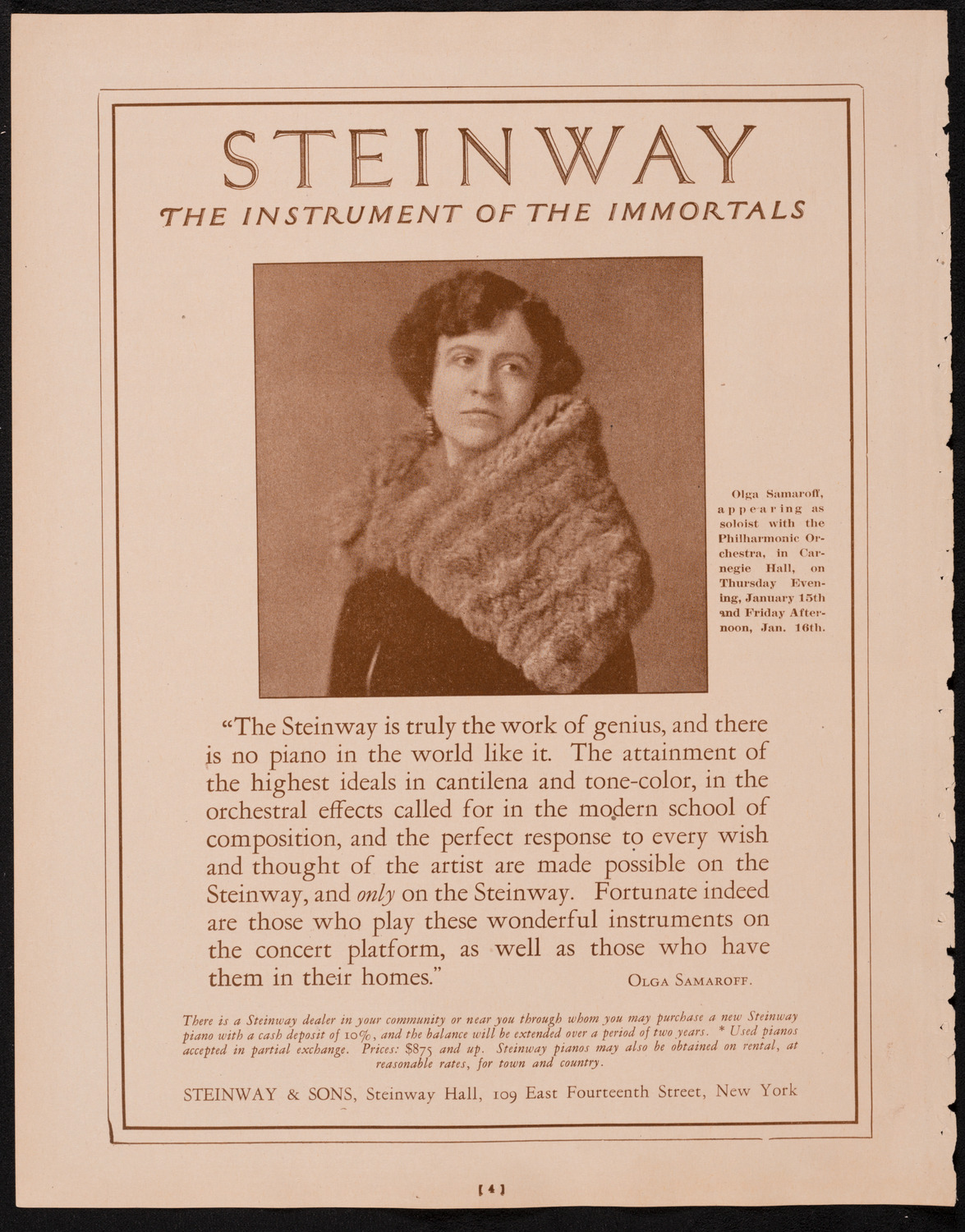 New York Philharmonic, January 15, 1925, program page 4