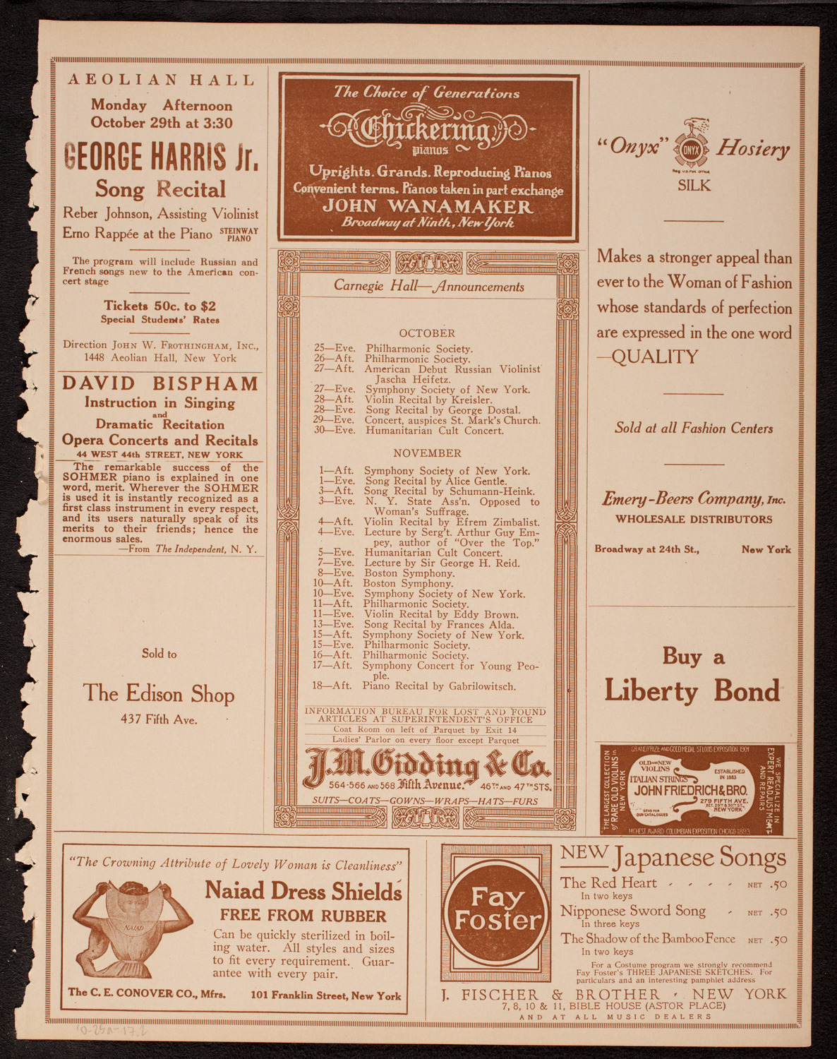 New York Symphony Orchestra, October 25, 1917, program page 3