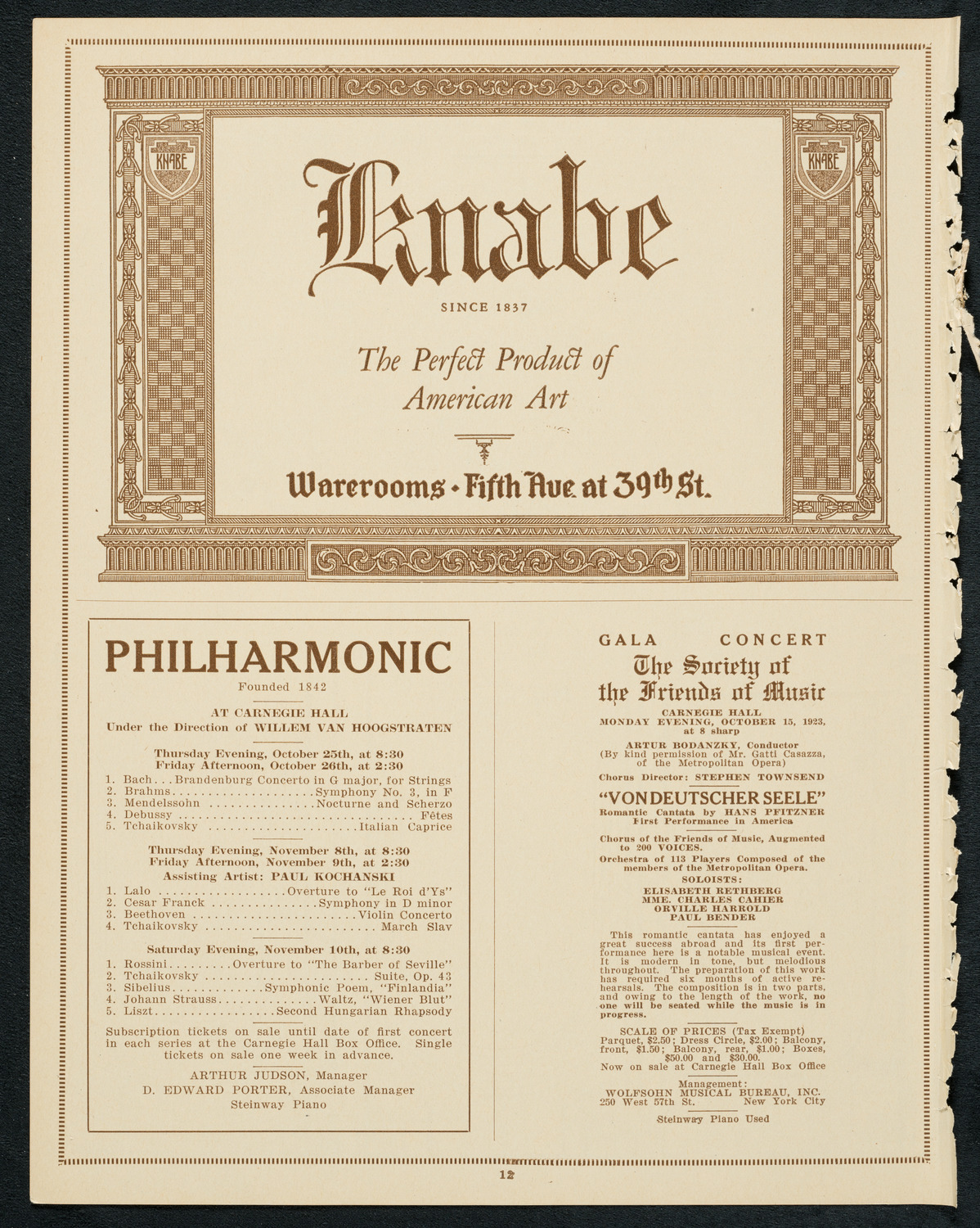 State Symphony Orchestra of New York, October 10, 1923, program page 12