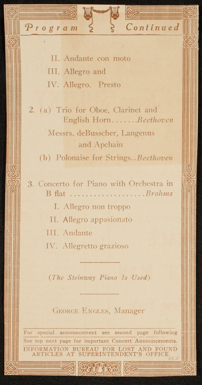 New York Symphony Orchestra, February 22, 1919, program page 3