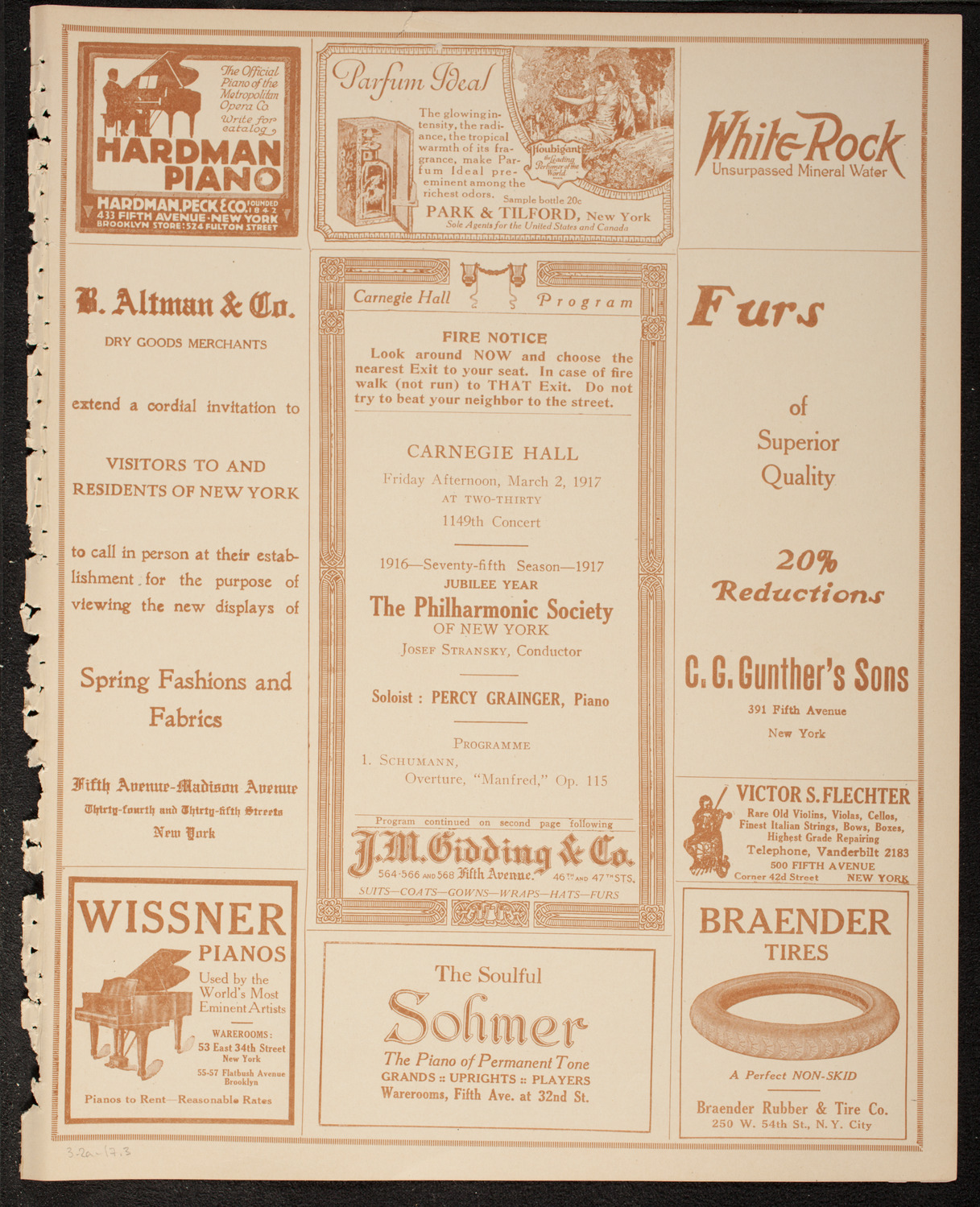 New York Philharmonic, March 2, 1917, program page 5