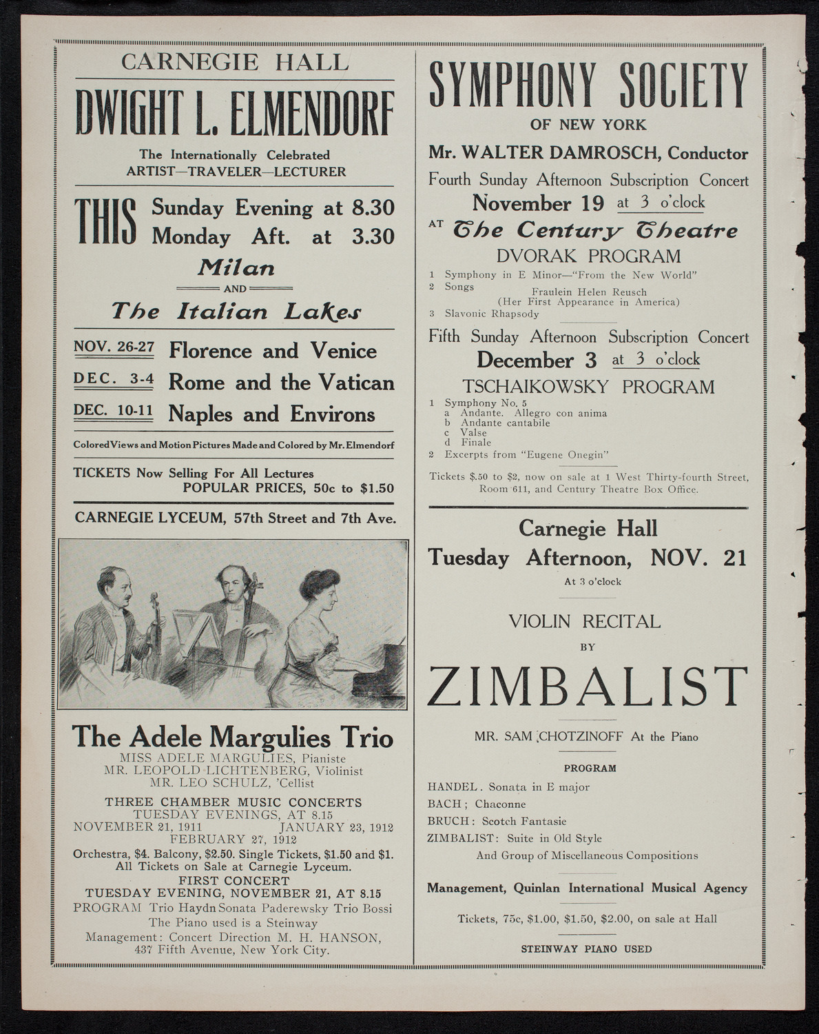 New York Philharmonic, November 17, 1911, program page 10