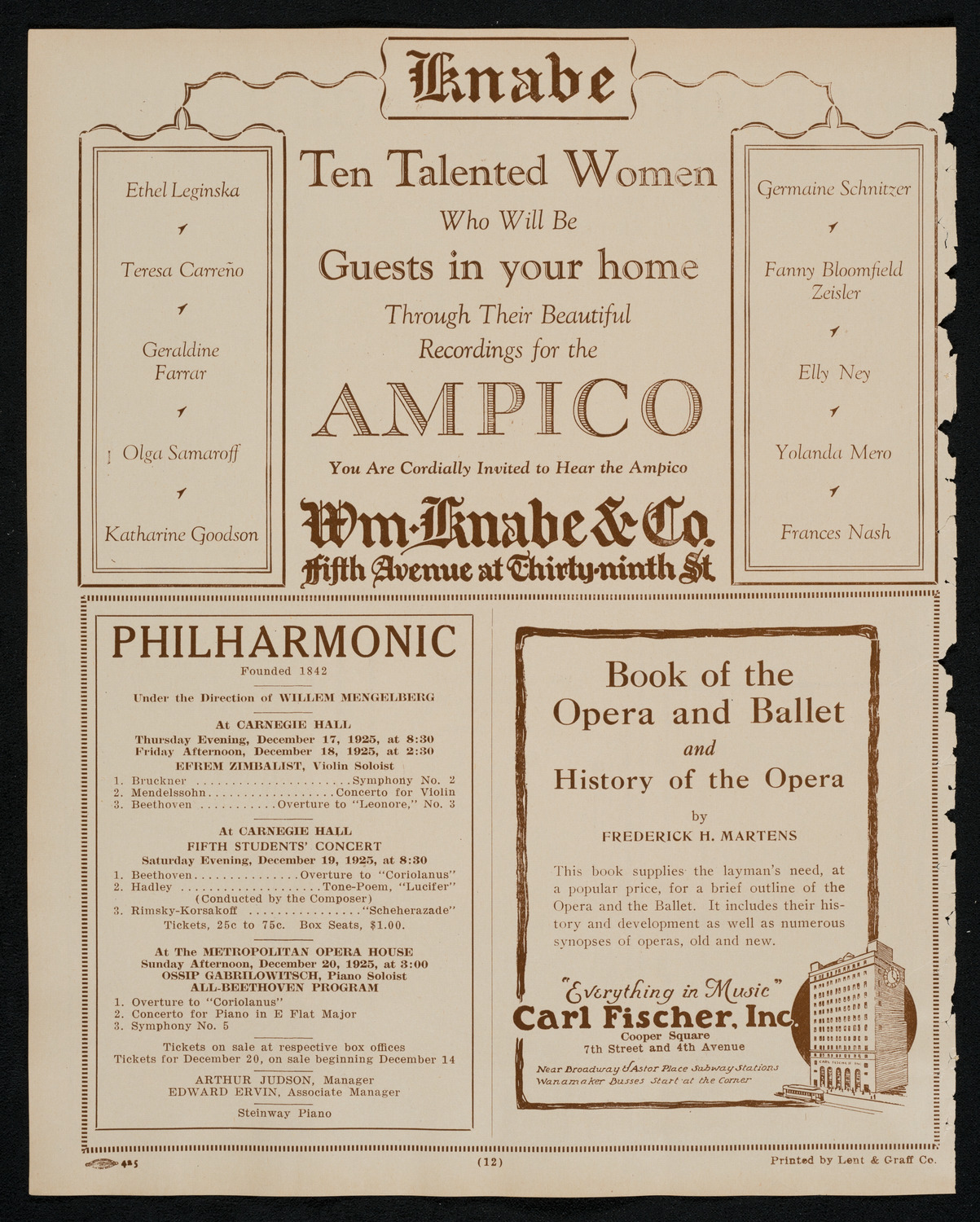 Chanuka Concert for the Benefit of the Rabbi Jacob Joseph School, December 14, 1925, program page 12