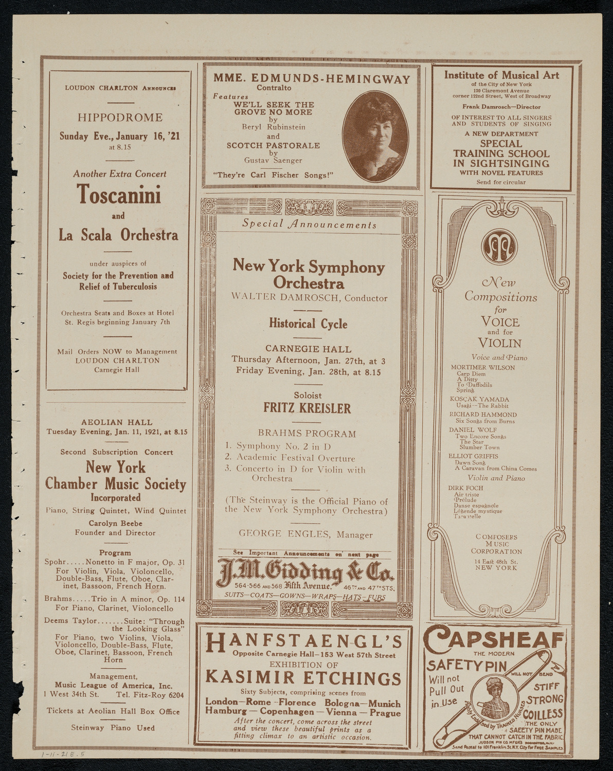New York Banks' Glee Club, January 11, 1921, program page 9