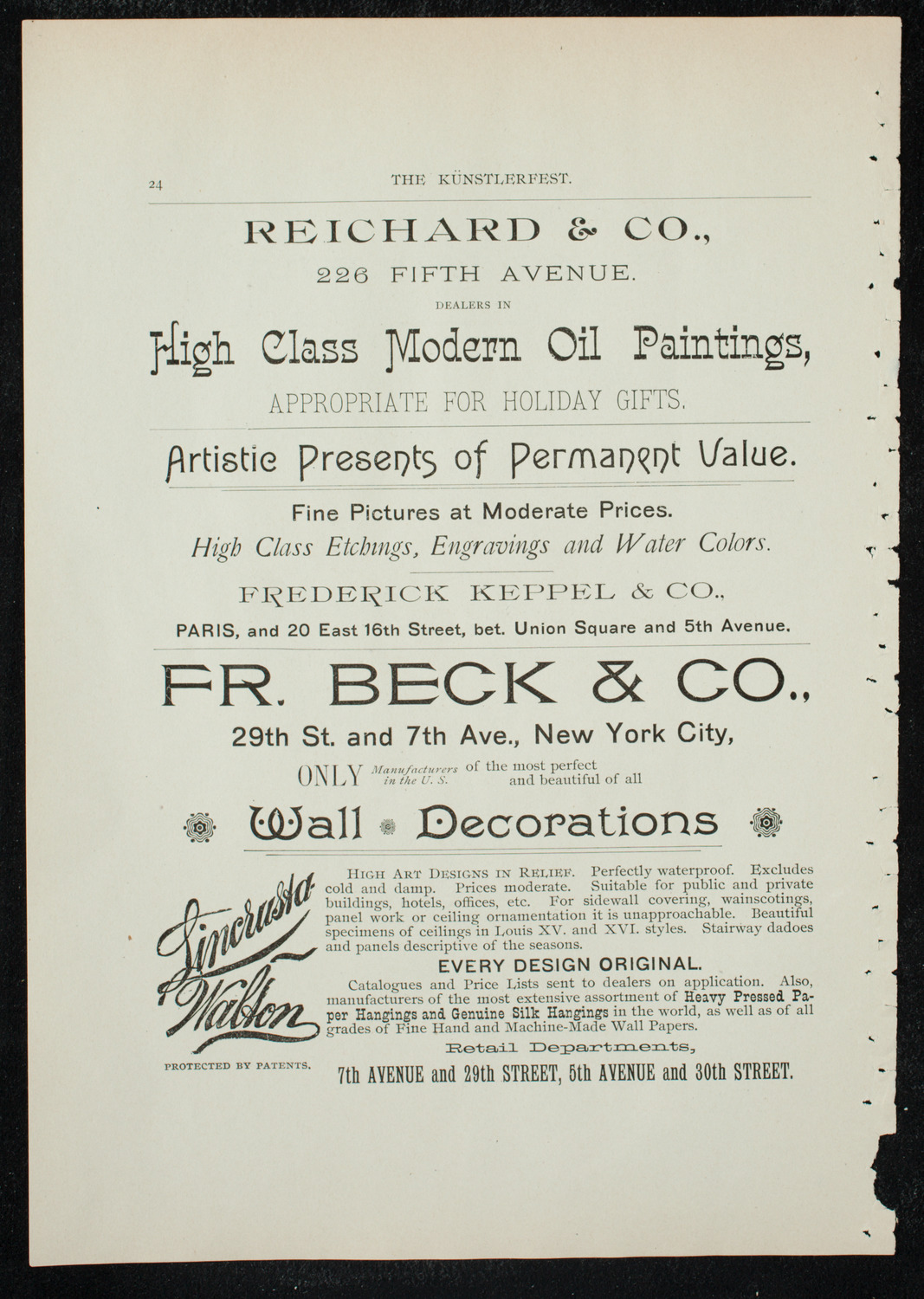 Künstlerfest, December 3, 1891, program page 26