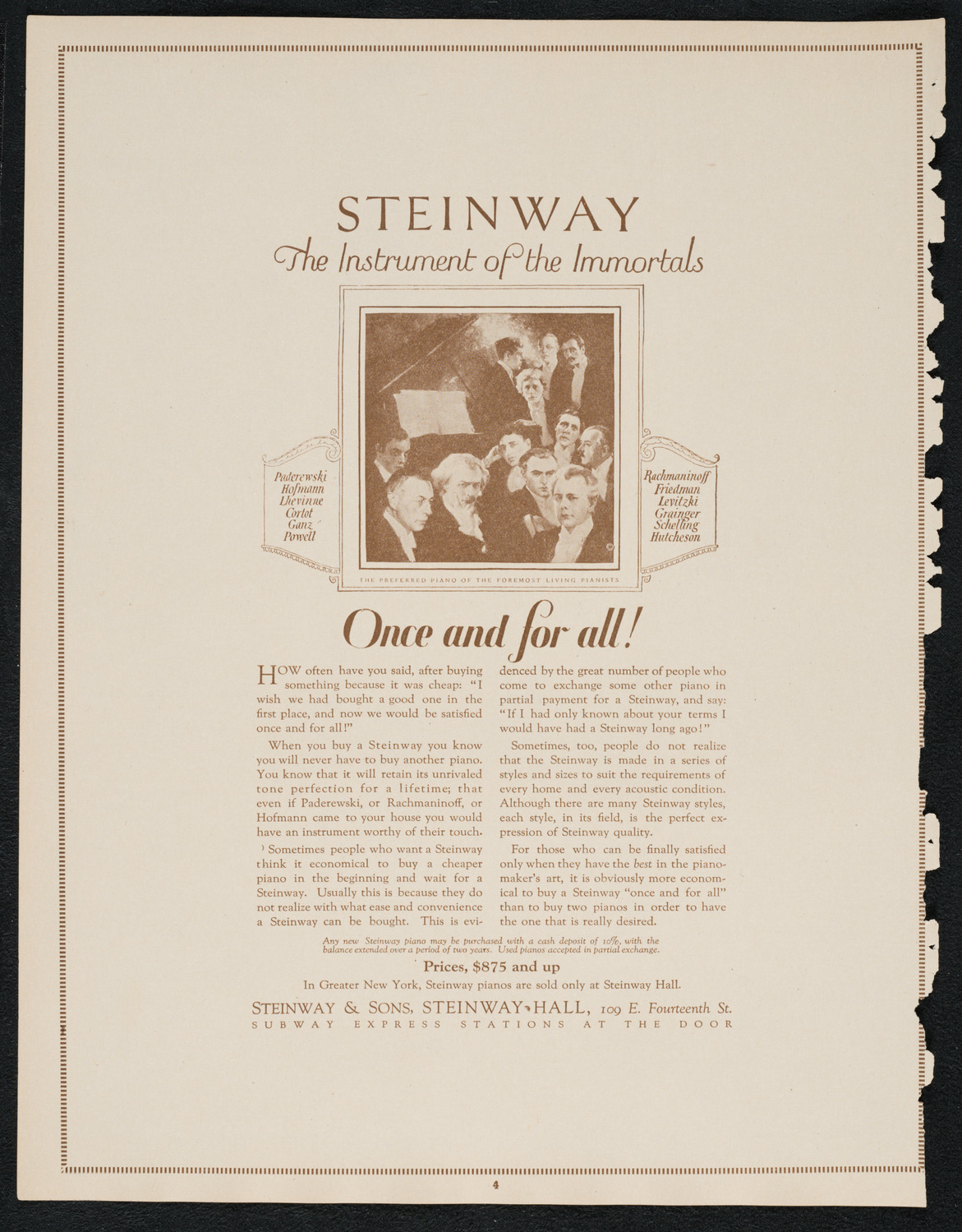 Beniamino Gigli, Tenor, October 8, 1922, program page 4