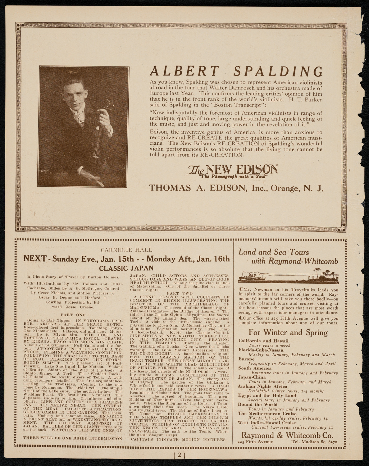 Burton Holmes Travelogue: Mexico, January 8, 1922, program page 2