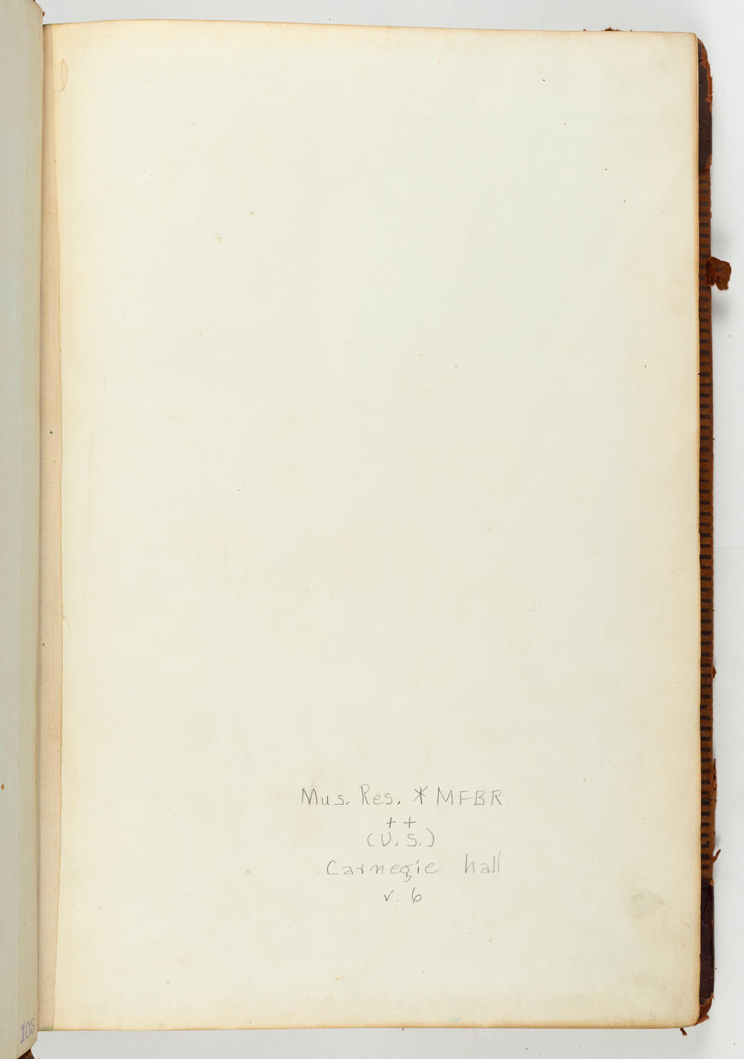 Music Hall Accounting Ledger Journal, volume 7, front endpage 2