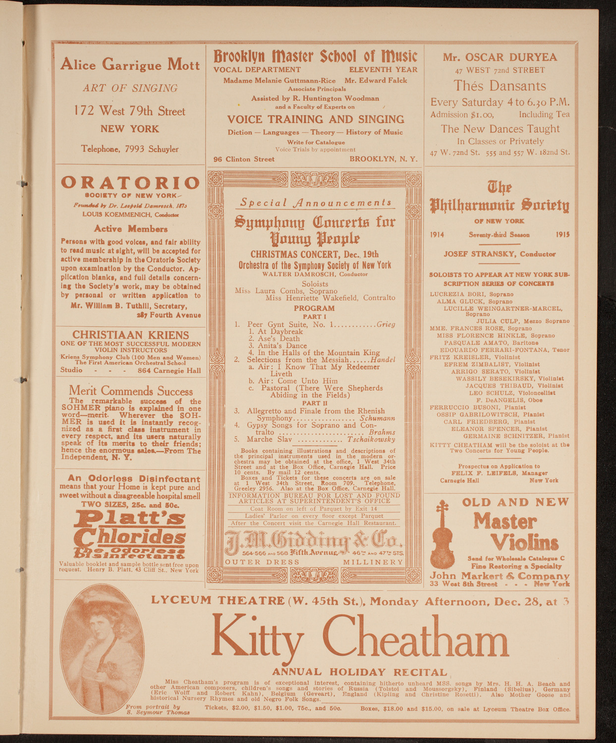 New York Philharmonic, December 10, 1914, program page 9