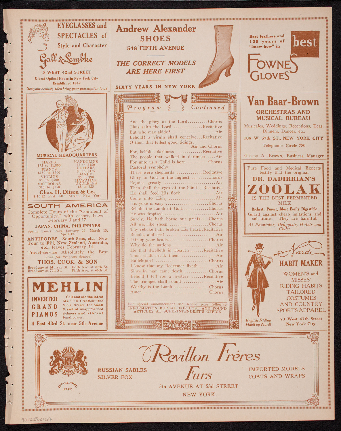 Oratorio Society of New York, December 28, 1916, program page 7