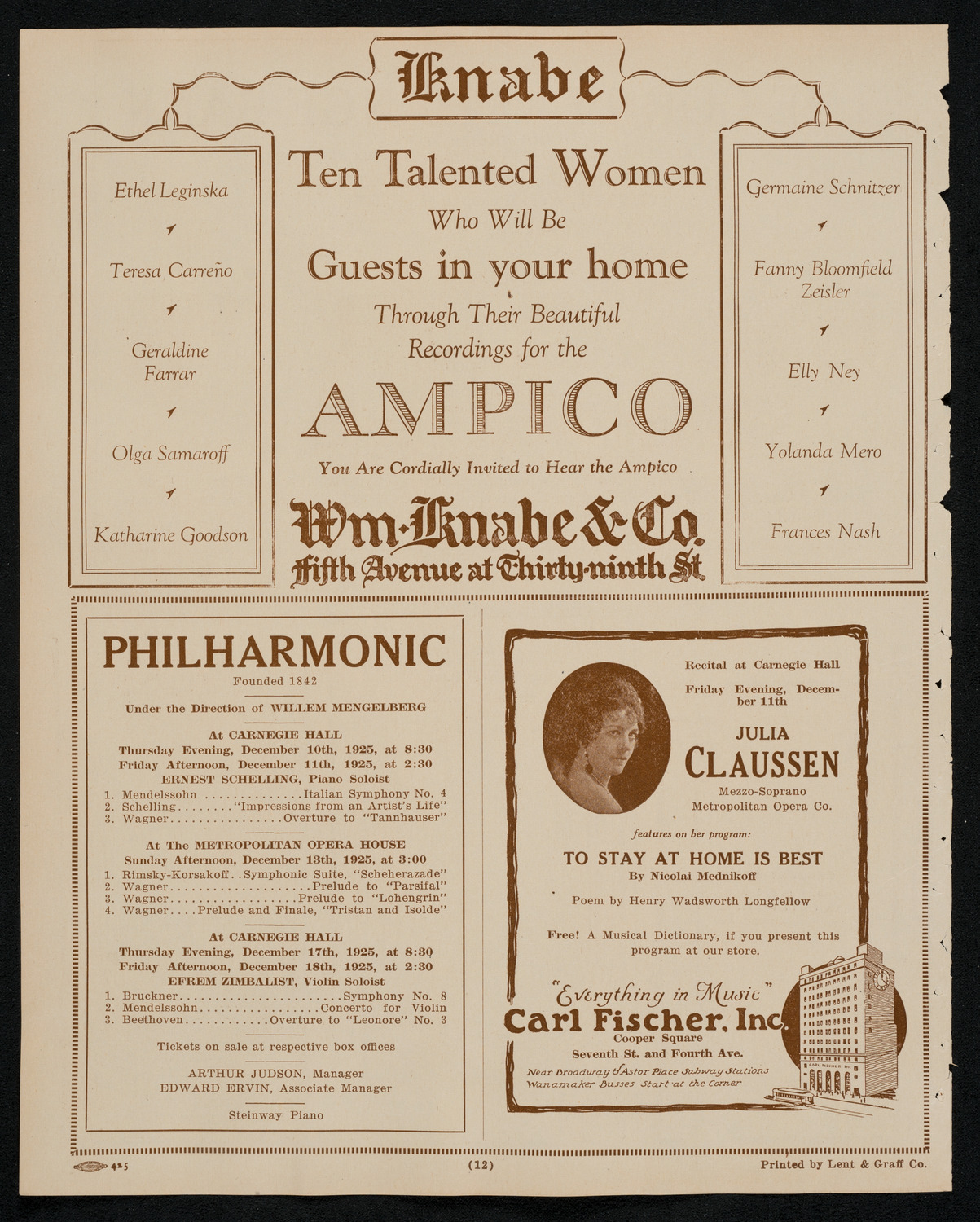 Anna Robénne, December 8, 1925, program page 12