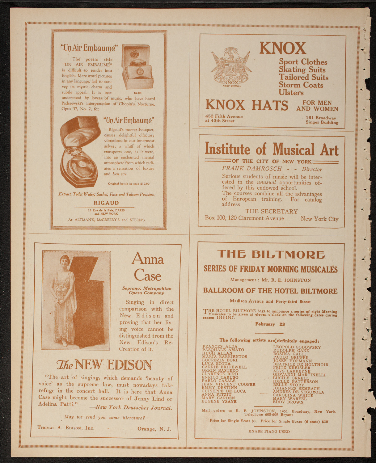 New York Philharmonic, February 18, 1917, program page 2