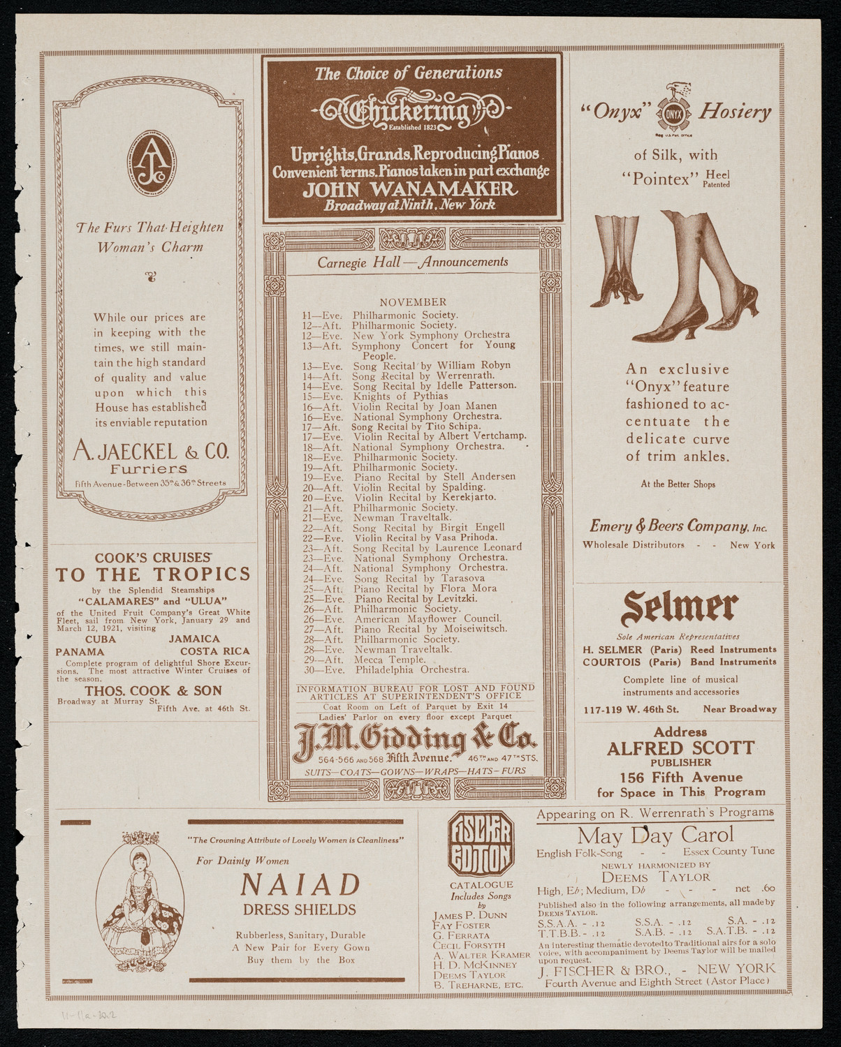 New York Symphony Orchestra, November 11, 1920, program page 3