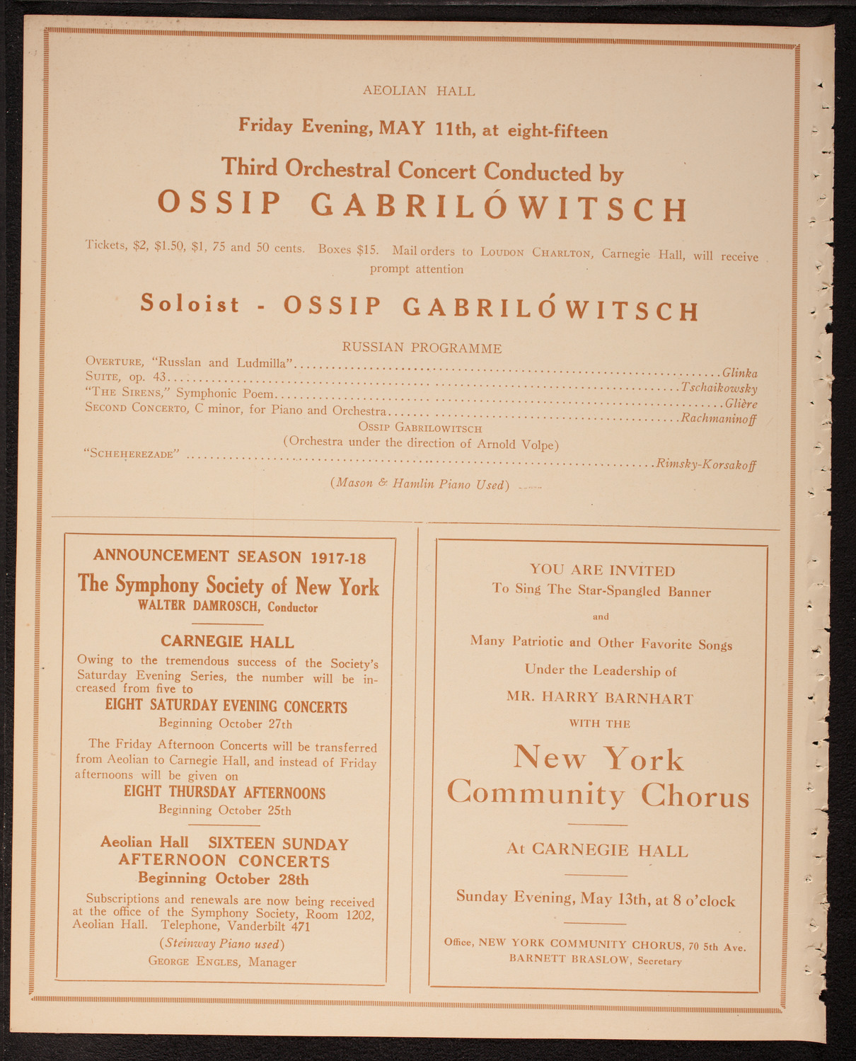 Benefit: Laymen's League for Retreats and Social Service, May 7, 1917, program page 8