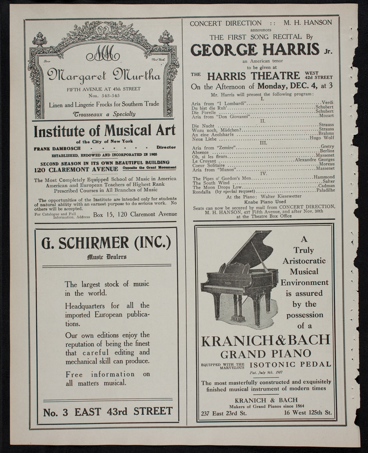 New York Philharmonic, November 30, 1911, program page 6