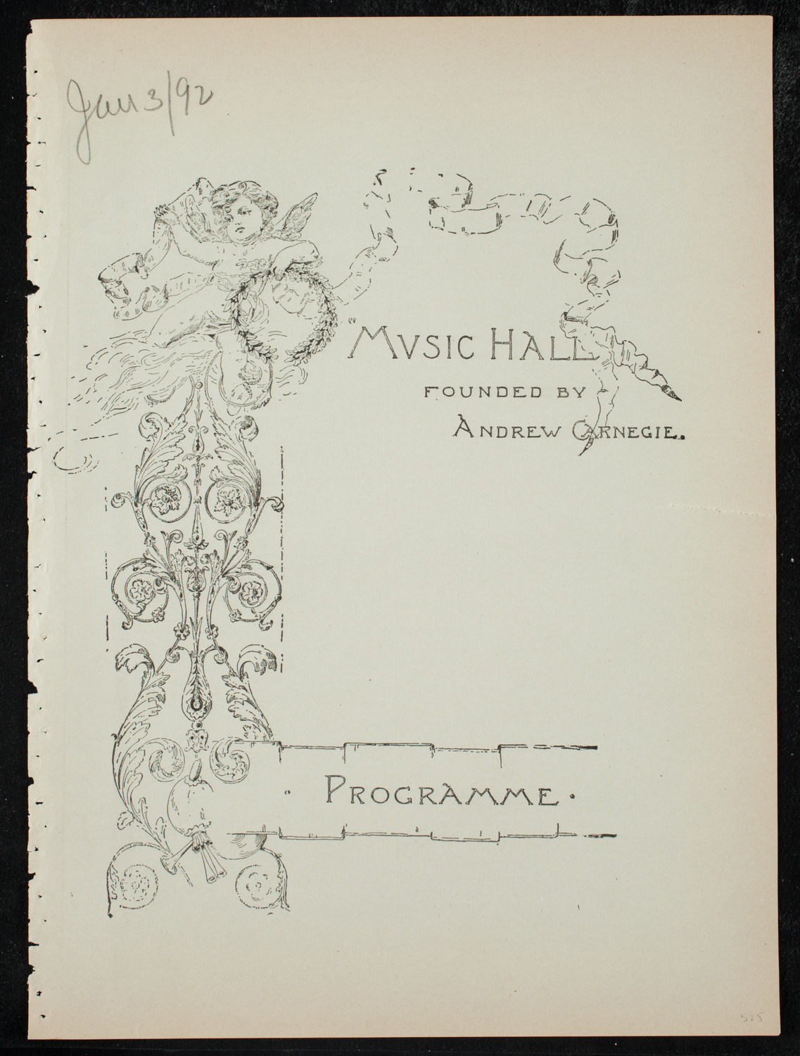 New York Symphony String Quartet, January 3, 1892, program page 1