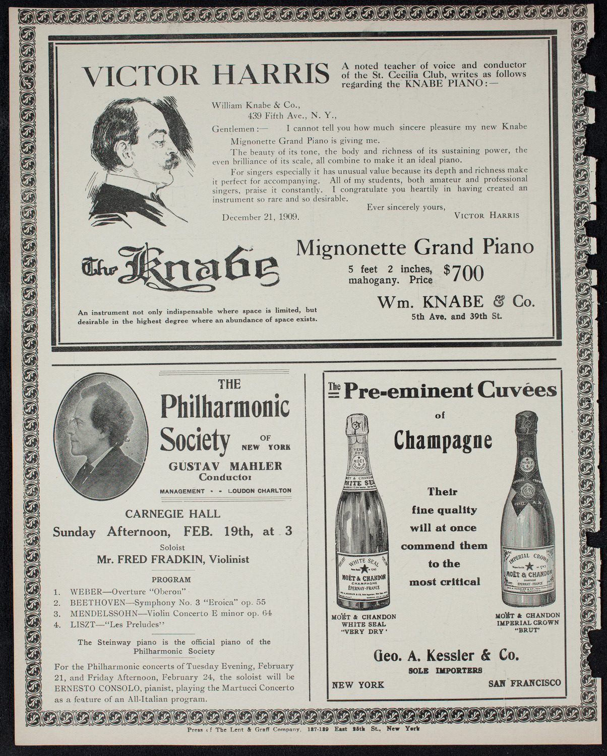 New York Philharmonic, February 17, 1911, program page 12