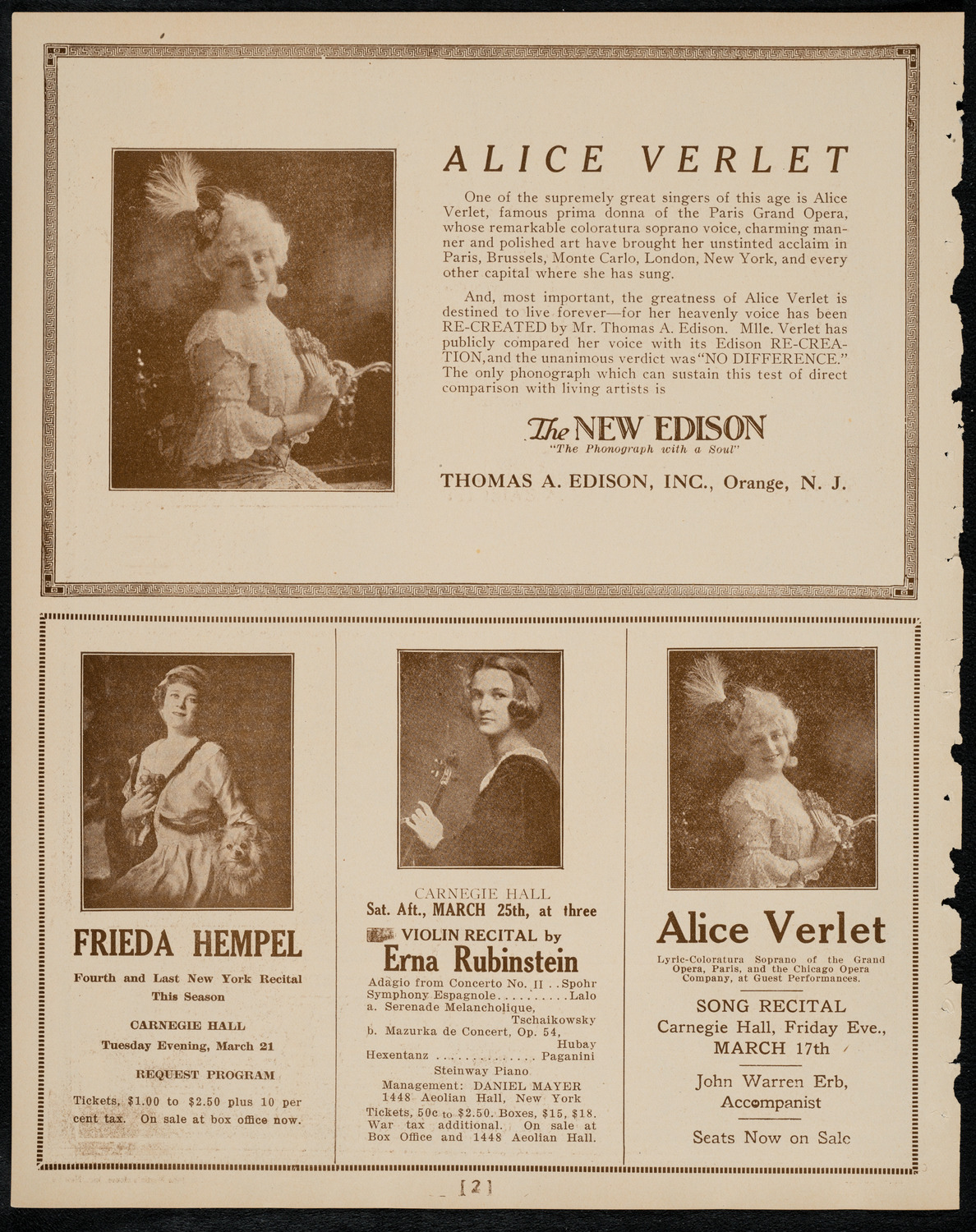 Manfred Malkin, Piano, March 13, 1922, program page 2