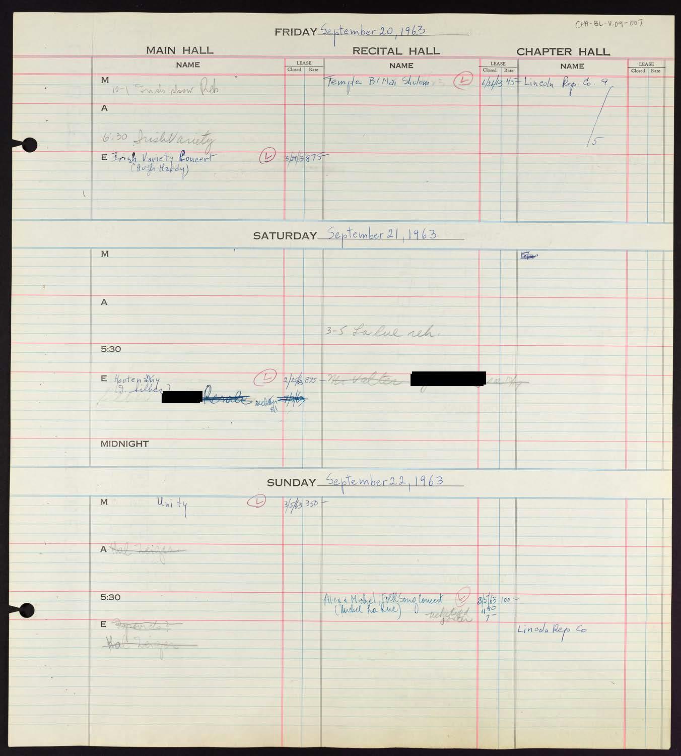 Carnegie Hall Booking Ledger, volume 9, page 7