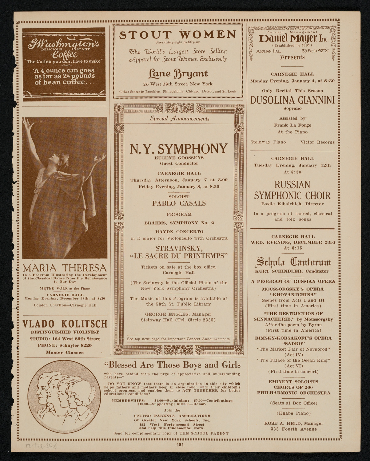 New York Philharmonic, December 17, 1925, program page 9