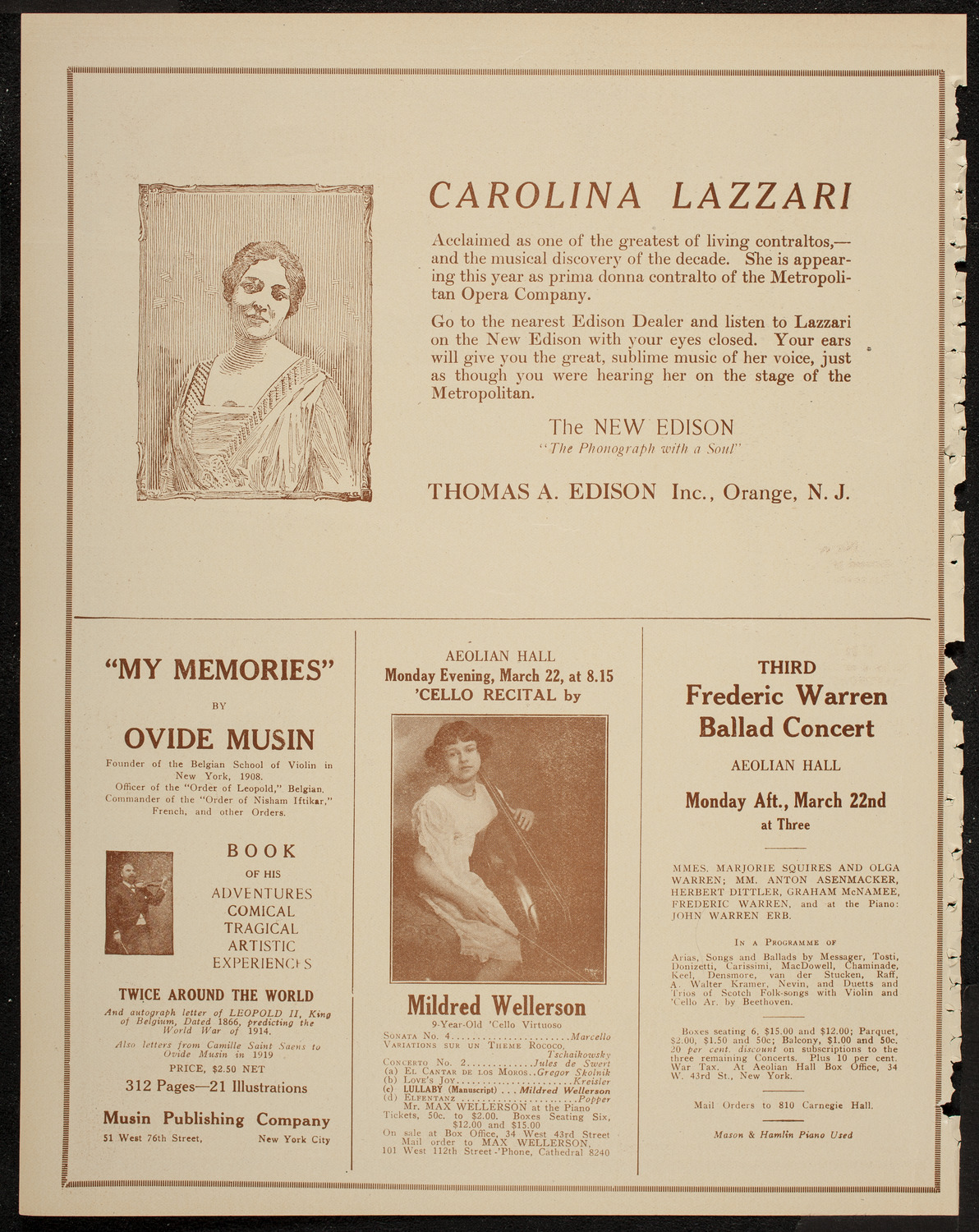 Adolph Bolm Ballet Intime, March 17, 1920, program page 2