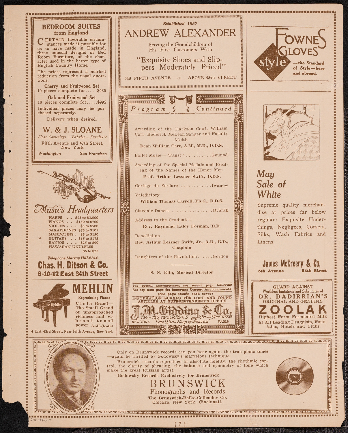 Graduation: College of Dental and Oral Surgery, June 6, 1922, program page 5