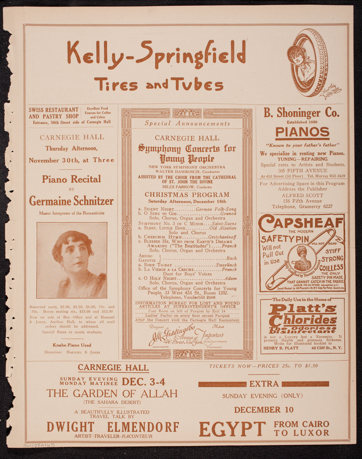 Julia Culp, Contralto, November 28, 1916, program page 9