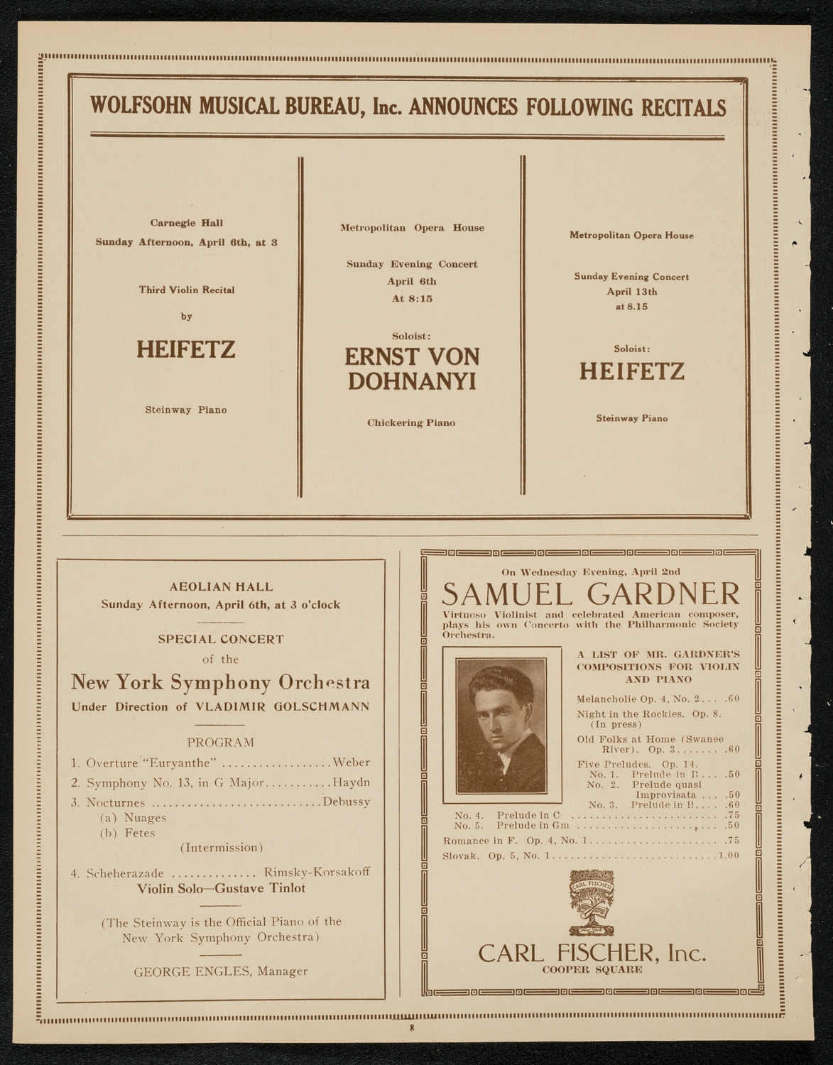 New York Philharmonic Students' Concert, April 2, 1924, program page 8