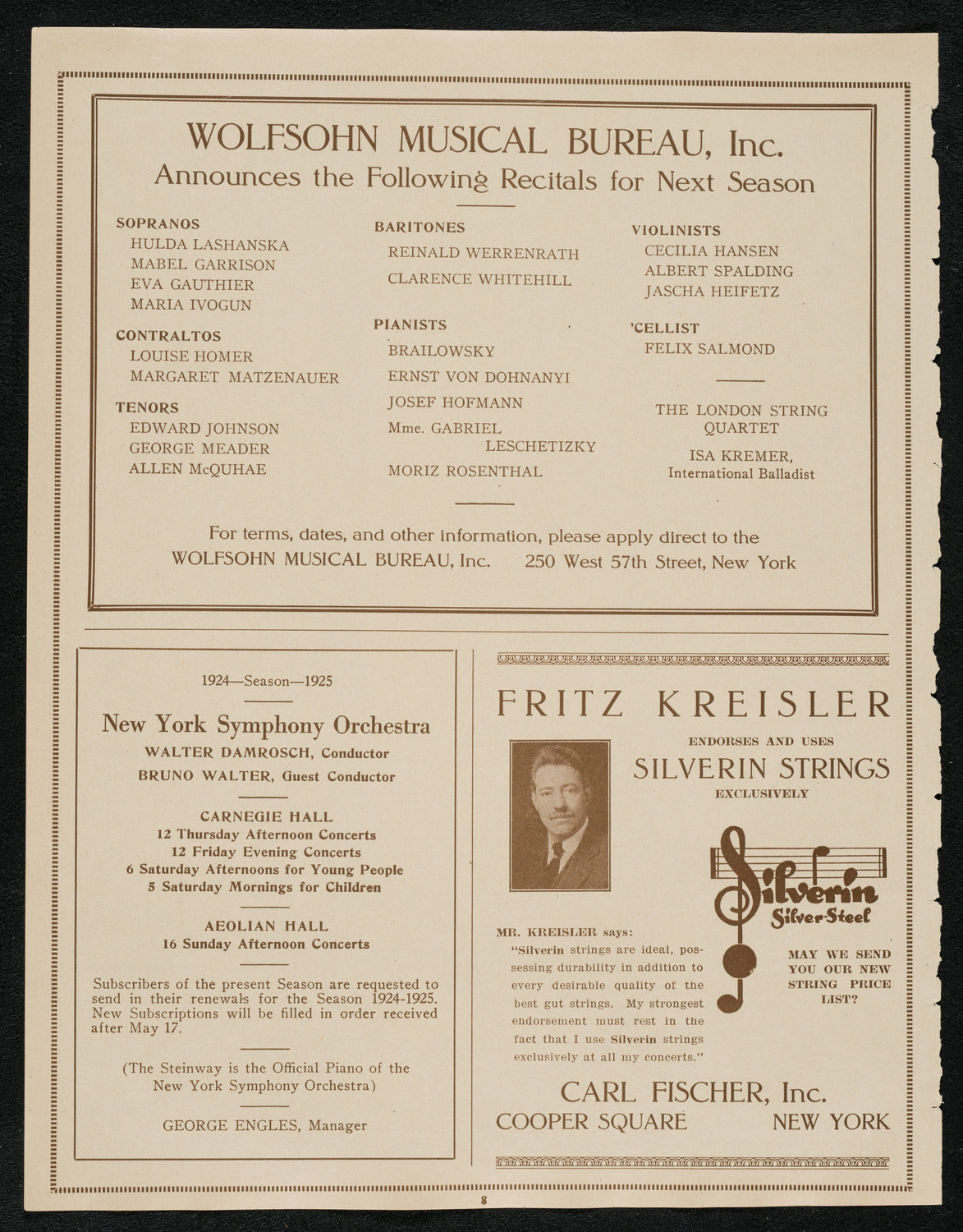 Benefit: American Committee for Relief of German Children, May 11, 1924, program page 8