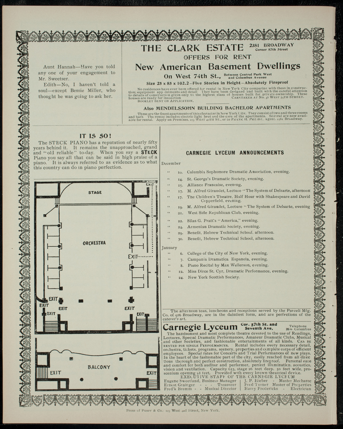 Columbia Sophomore Dramatic Association, December 10, 1904, program page 4