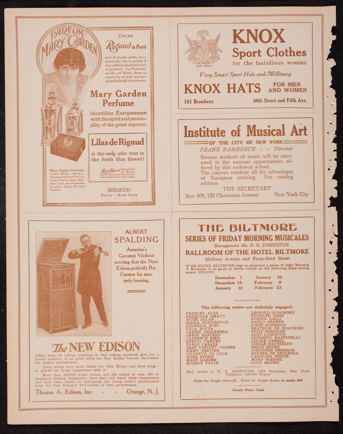 Ethel Leginska, Piano, December 1, 1916, program page 2