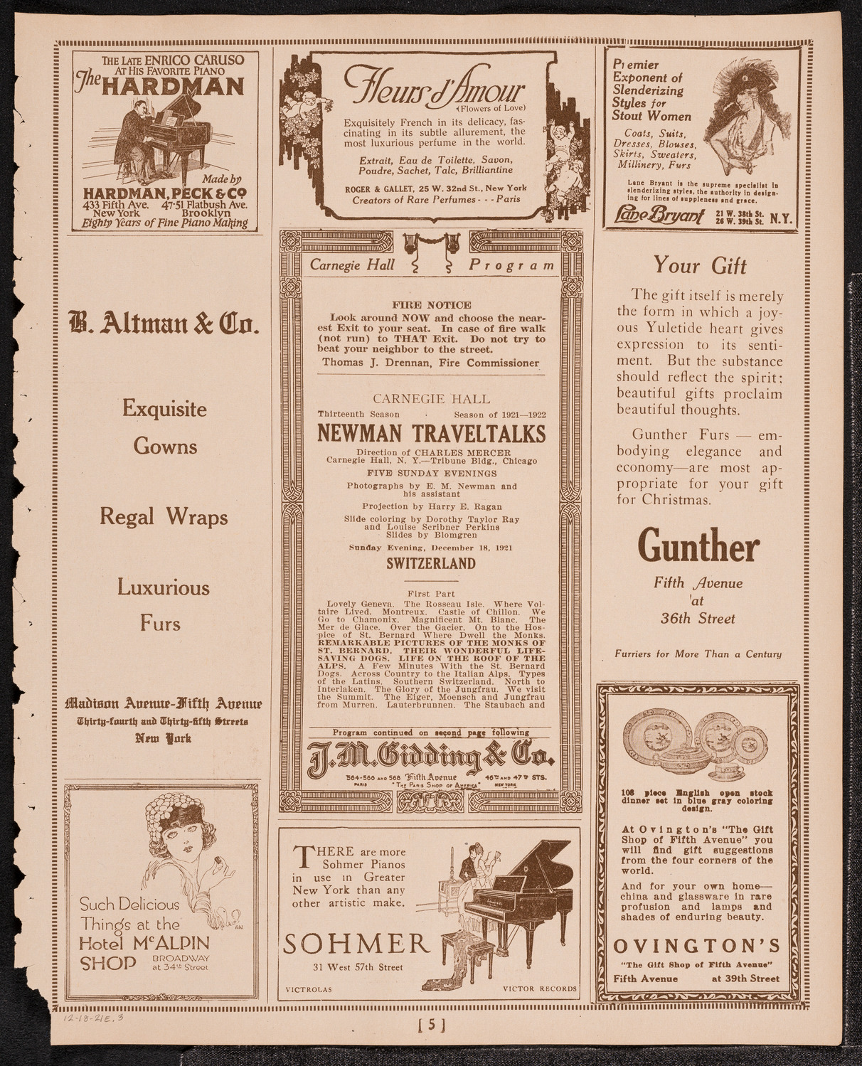 Newman Traveltalks: Switzerland, December 18, 1921, program page 5