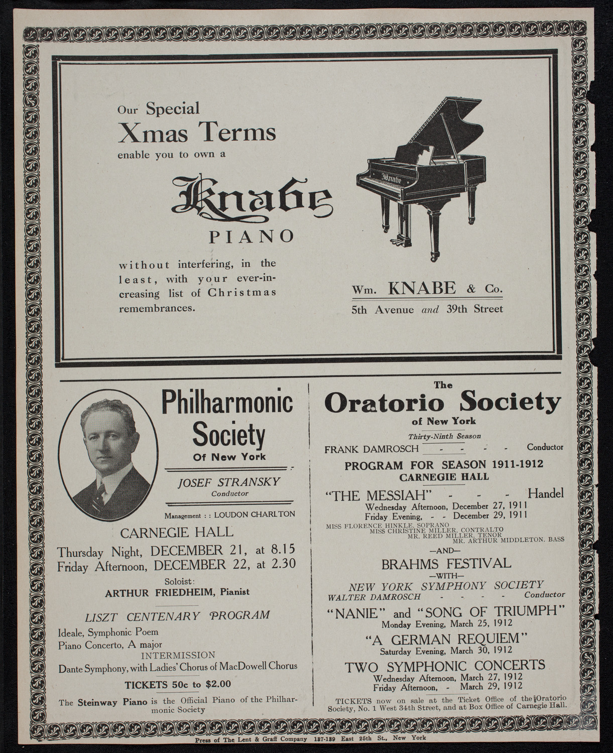 New York Philharmonic, December 17, 1911, program page 12