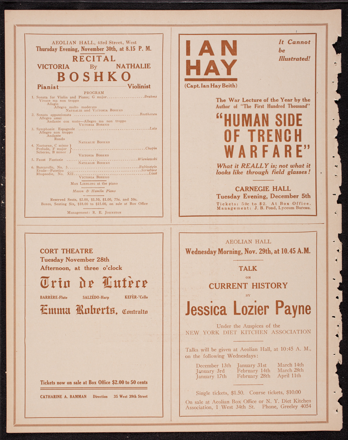 New York Philharmonic, November 26, 1916, program page 10