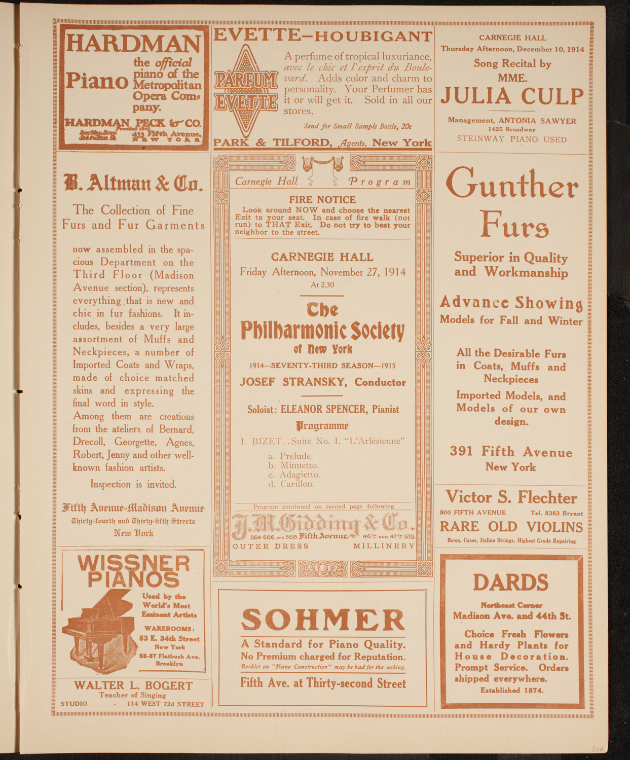 New York Philharmonic, November 27, 1914, program page 5