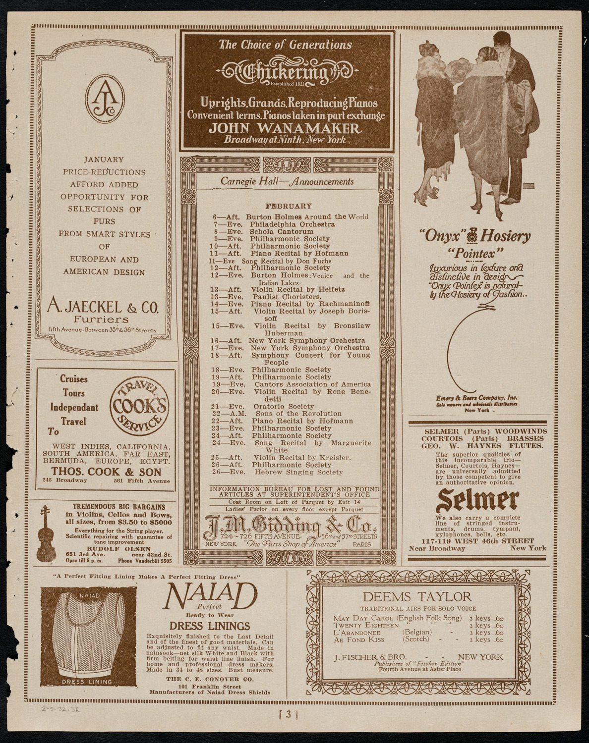 Burton Holmes Travelogue: Around the World, February 5, 1922, program page 3