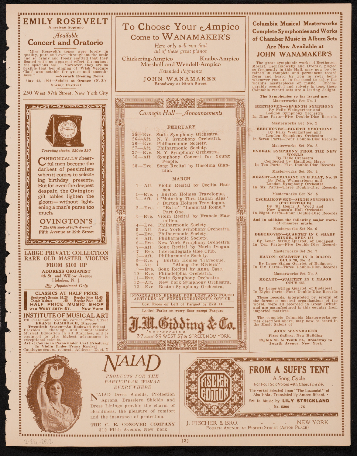 Schola Cantorum of New York, February 24, 1925, program page 3