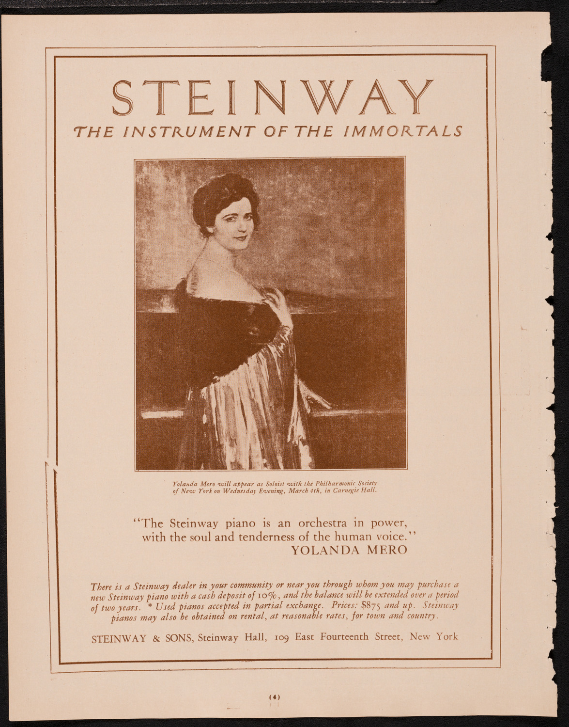 New York Symphony Orchestra, February 26, 1925, program page 4