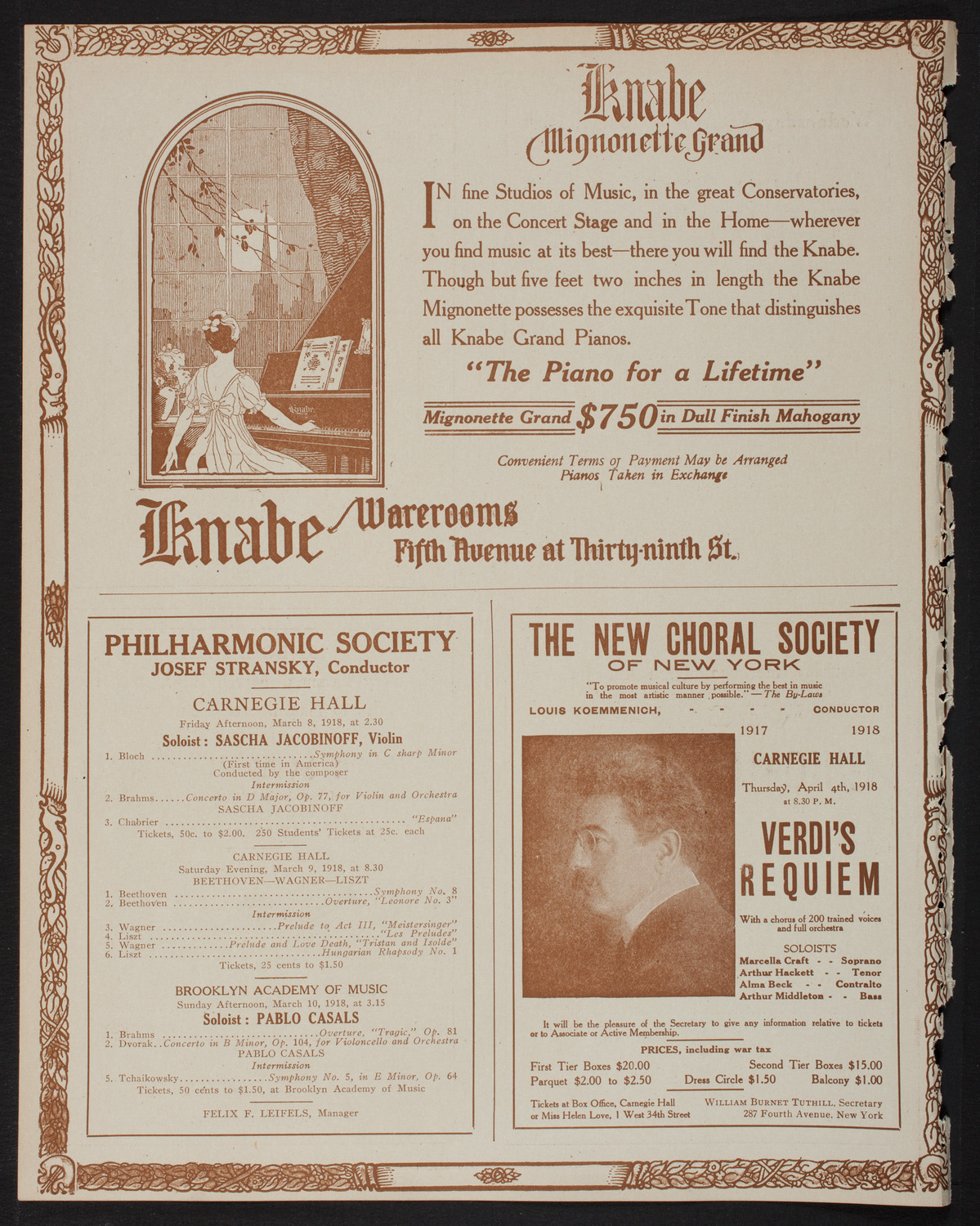 New York Philharmonic, March 3, 1918, program page 12