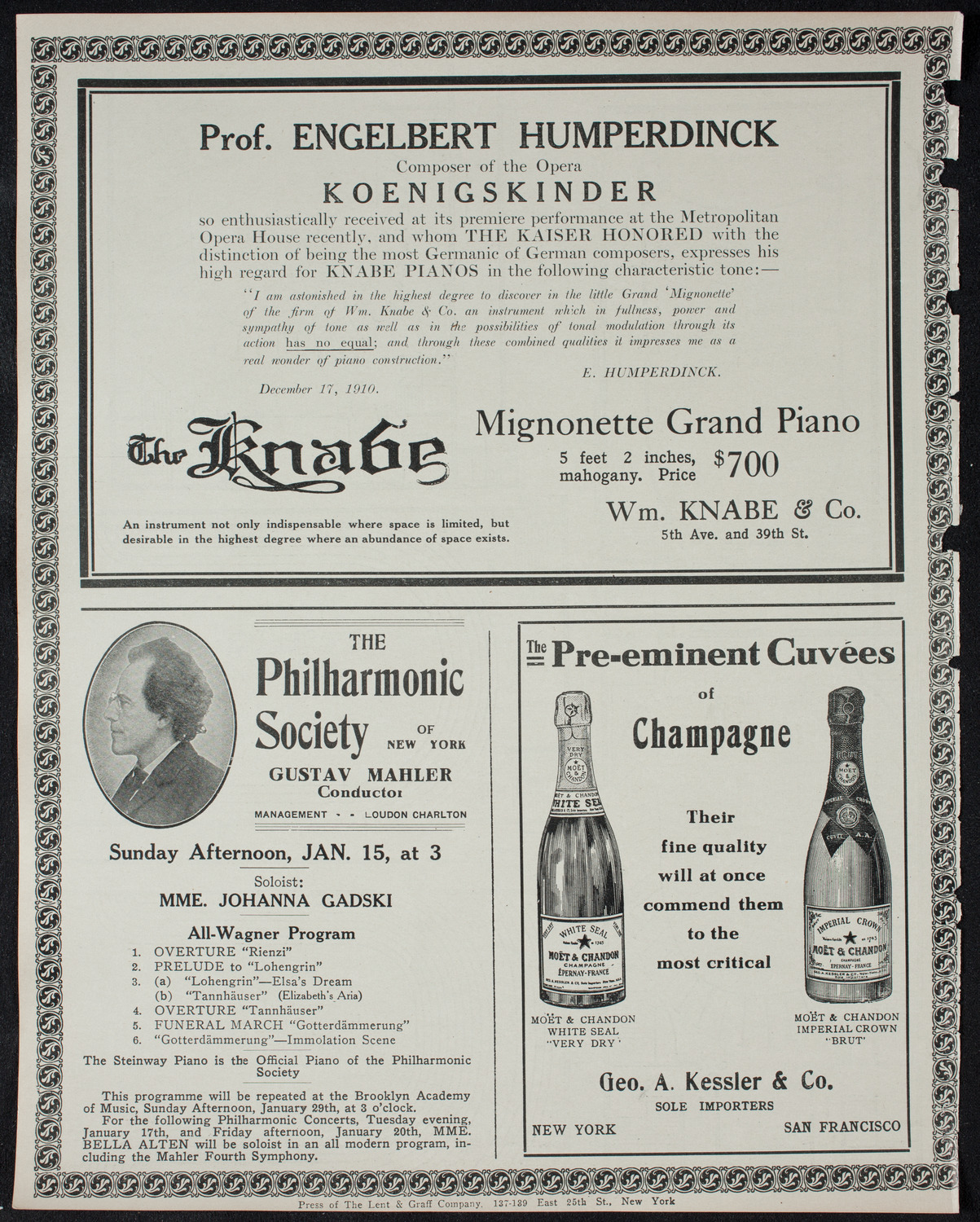 Boston Symphony Orchestra, January 14, 1911, program page 12