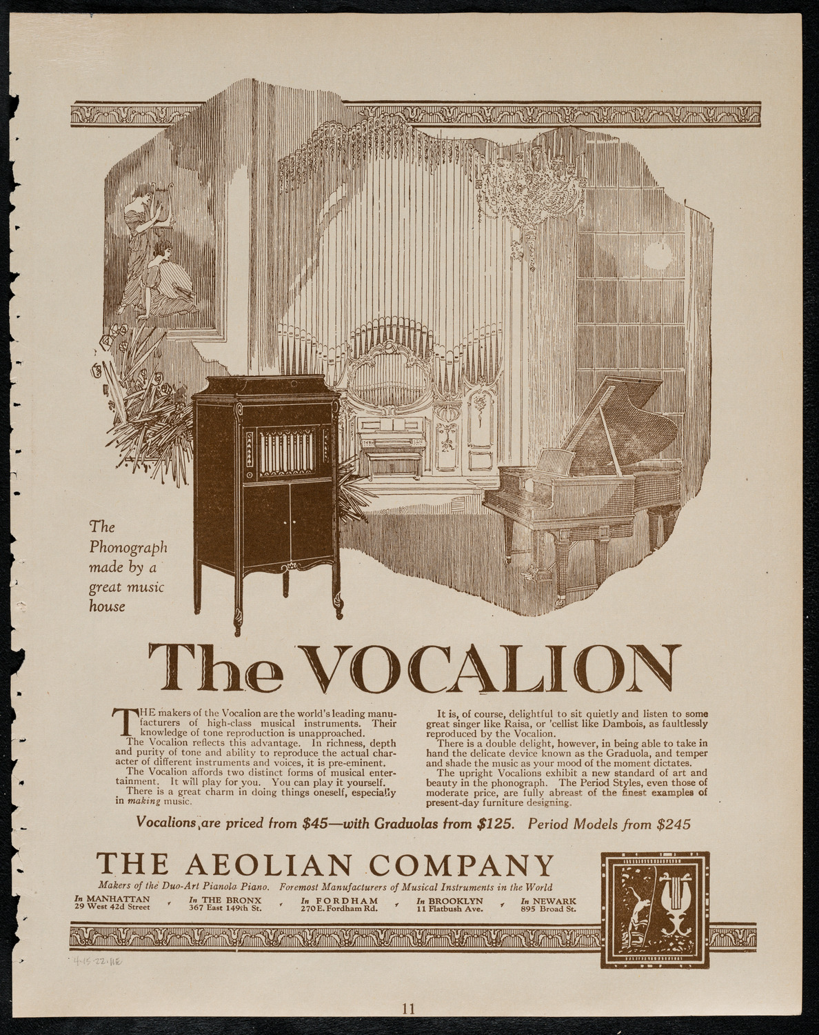 Alberto Terrasi, Baritone, April 15, 1922, program page 11