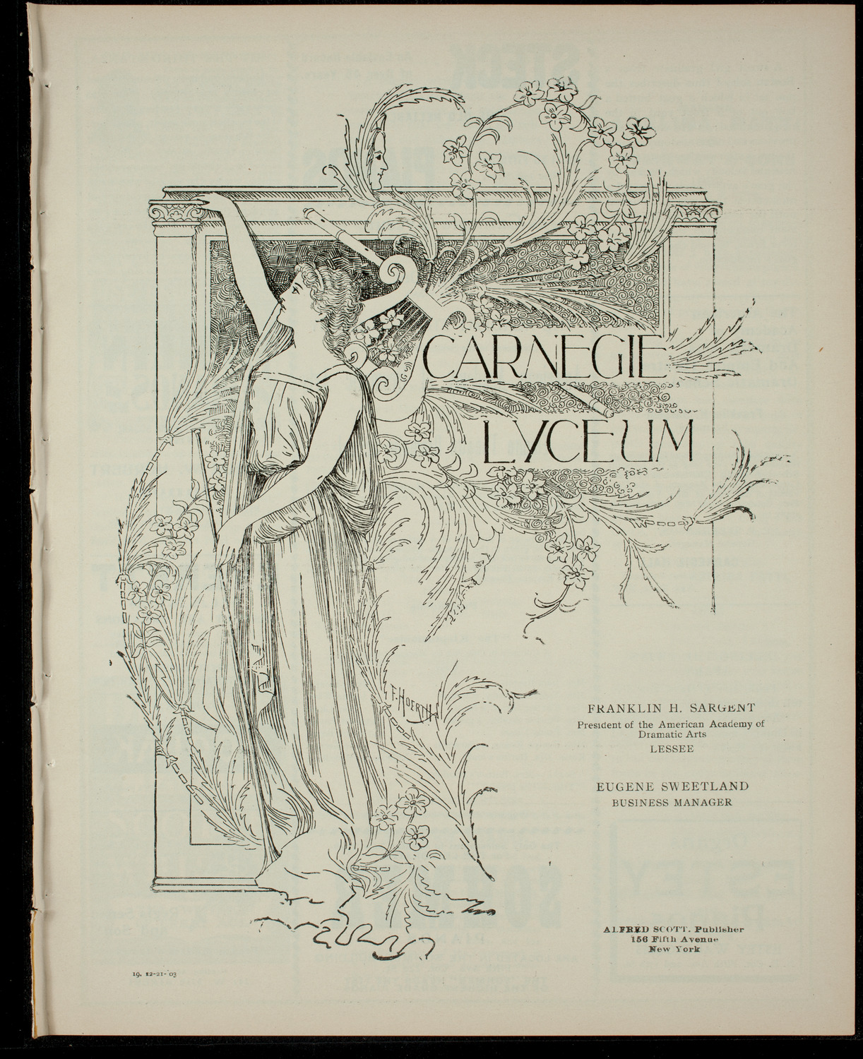 Academy Stock Company of the American Academy of Dramatic Arts/ Empire Theatre Dramatic School, December 21, 1903, program page 1