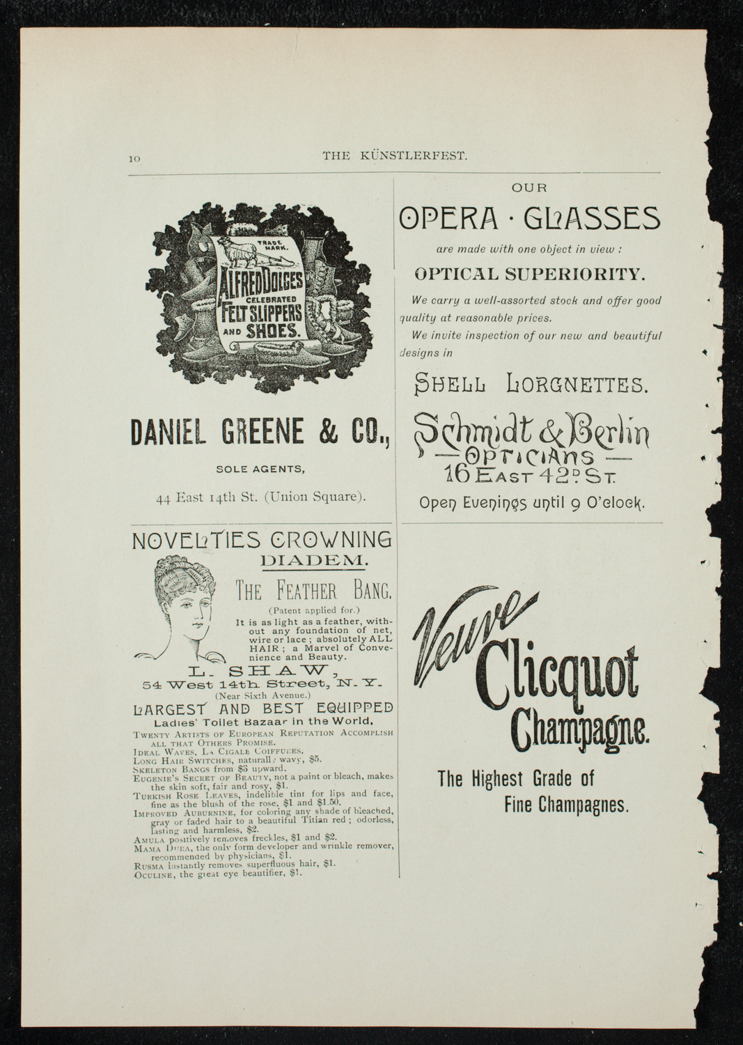 Künstlerfest, December 3, 1891, program page 12