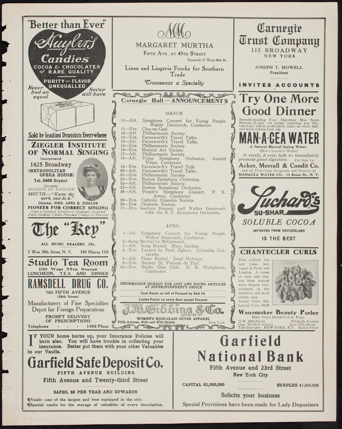 Oratorio Society of New York, March 10, 1911, program page 3