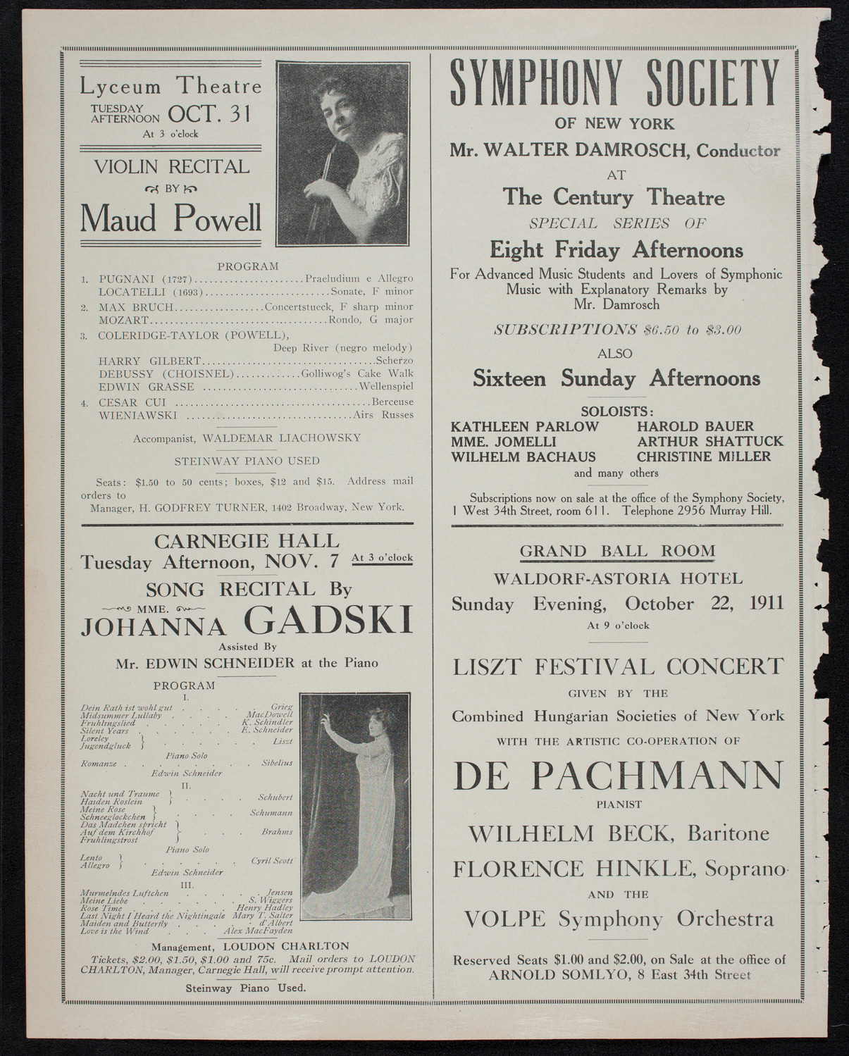 Albert Spalding, Violin, October 21, 1911, program page 10