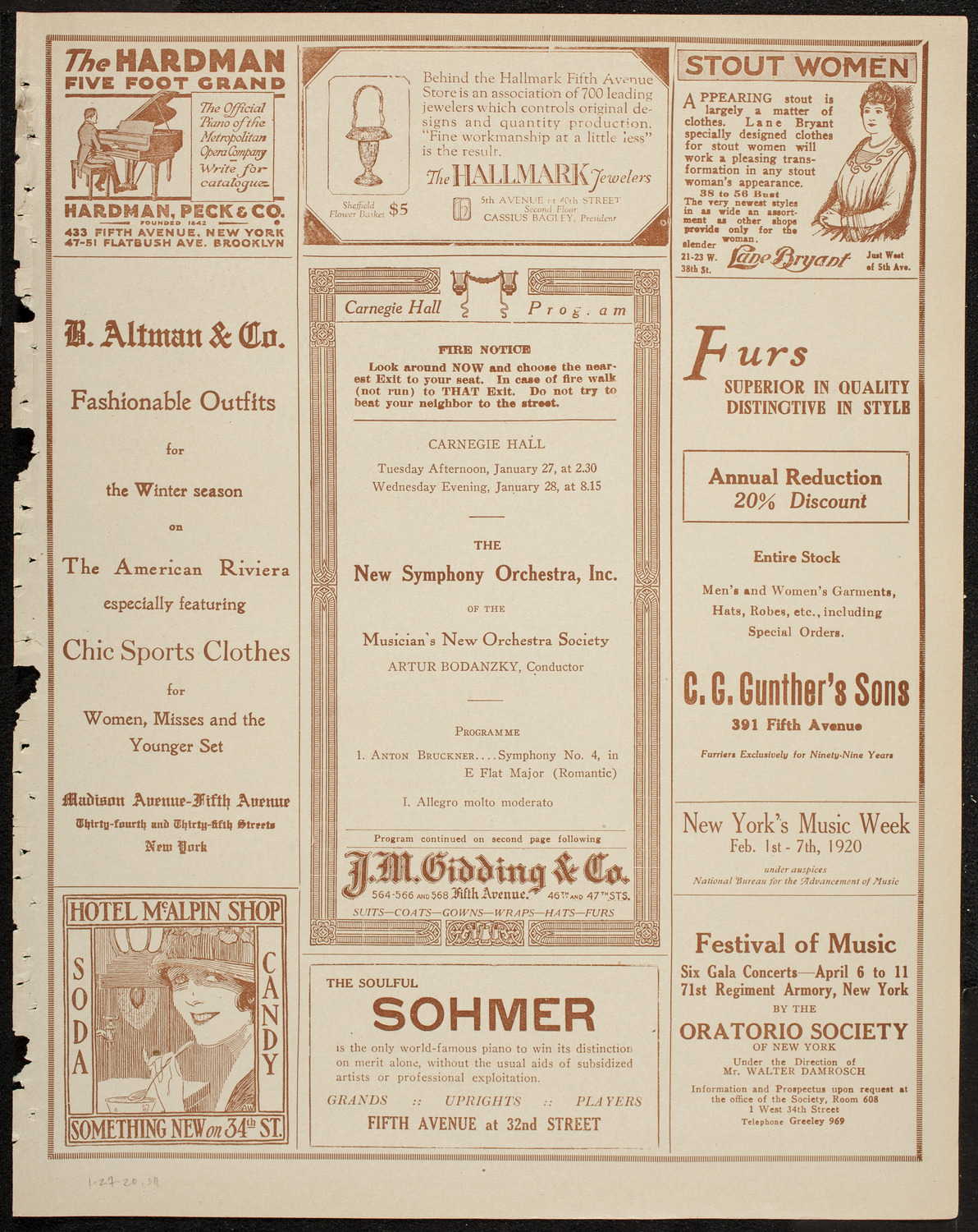 New Symphony Orchestra, January 27, 1920, program page 5