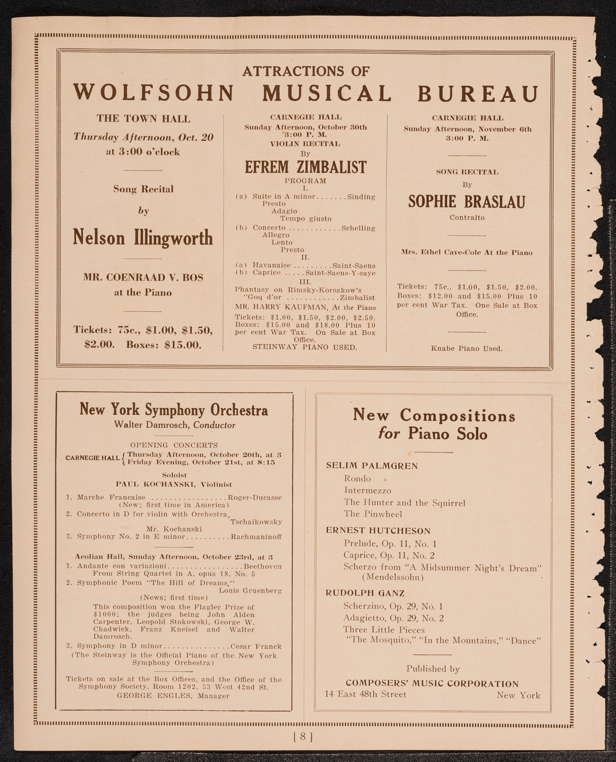 Concert and Address in Honor of Christopher Columbus, October 12, 1921, program page 8