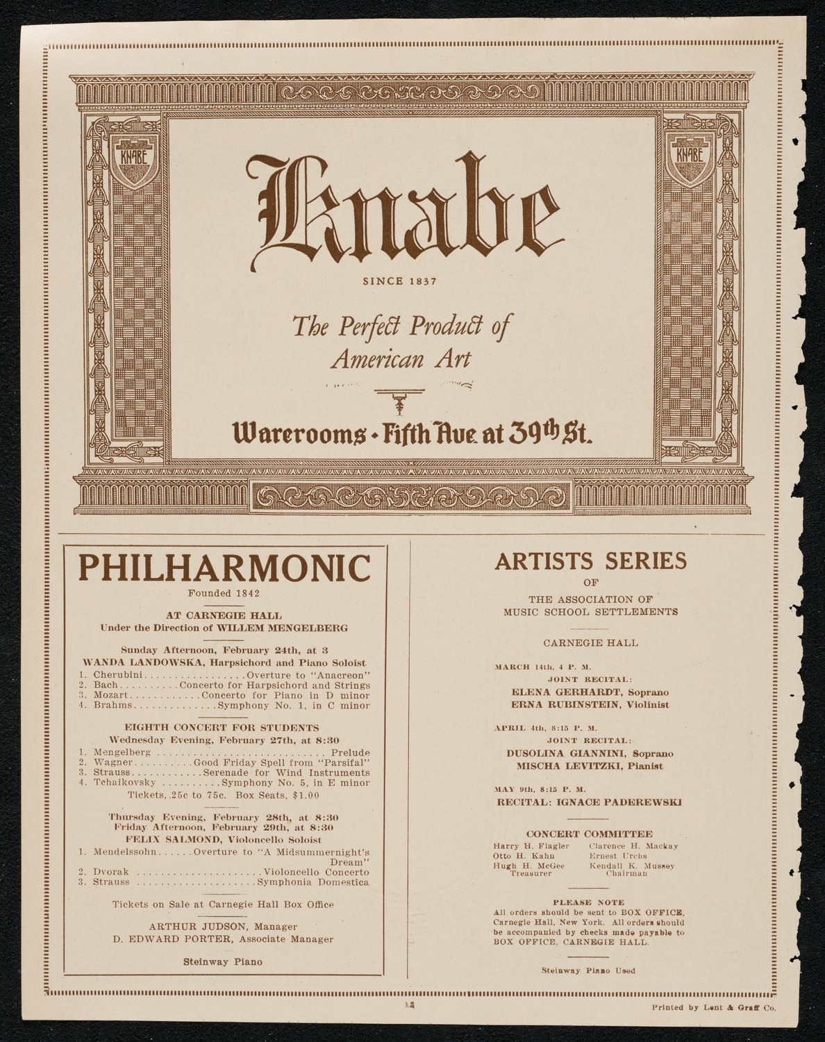 New York Philharmonic, February 22, 1924, program page 12