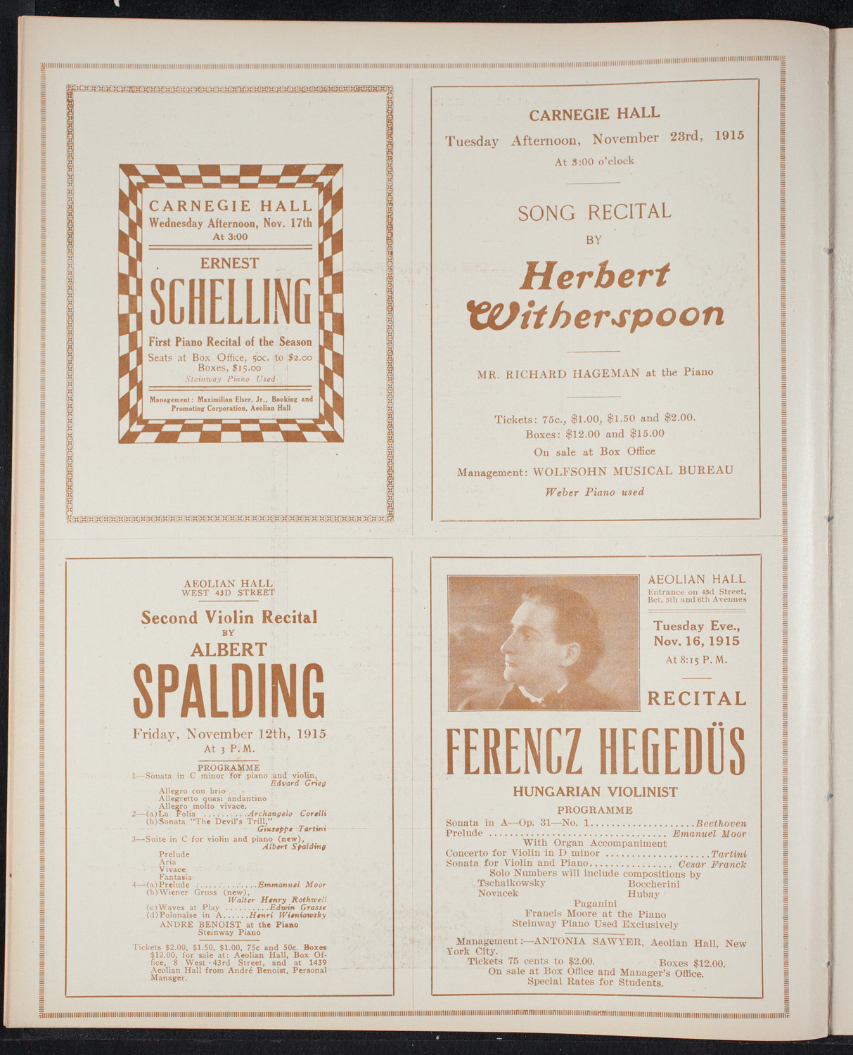 Frances Alda, Soprano, November 9, 1915, program page 10